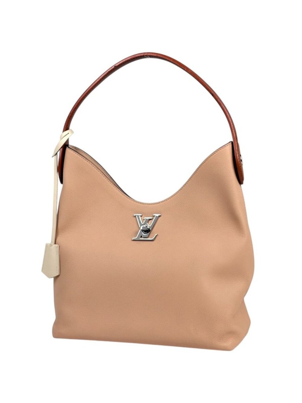 Louis Vuitton Lockme Hobo Shoulder Bag Calfskin Beige